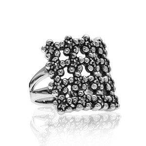 Large Square "Quilt" Marcasite Ring